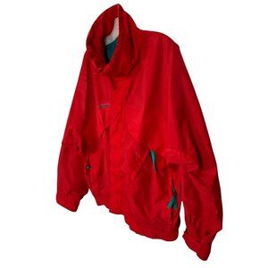 Vtg 90s Columbia Whirlibird  Men's Red Mock Neck Windbreaker Jacket Sz Large L